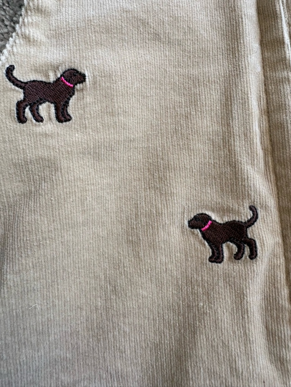 Lilly Pulitzer Tan Corduroy Pinafore with Embroidered Puppy - Picture 5 of 5